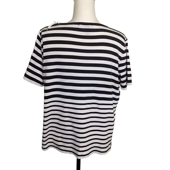 Ralph Lauren Black White Striped Nautical Inspired Top with Rope detailing 1X - Picture 2 of 9